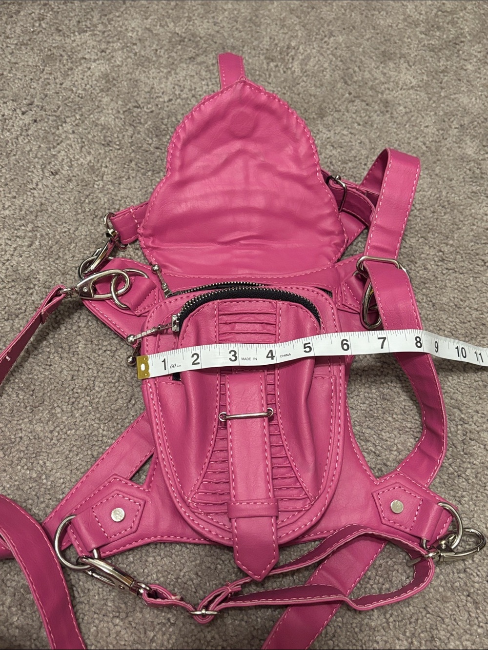 ***HOLD*** Hot Pink Leather Hip Harness Bag - Picture 7 of 8